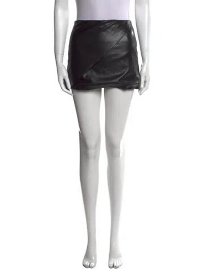 Pre-owned Alice And Olivia Leather Trim Embellishment Mini Skirt In Black