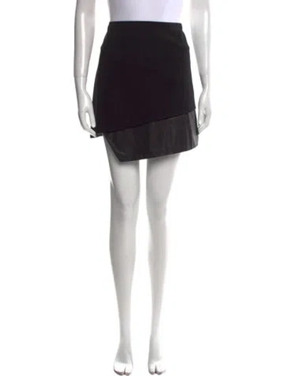 Pre-owned Alice And Olivia Leather Trim Embellishment Mini Skirt In Black