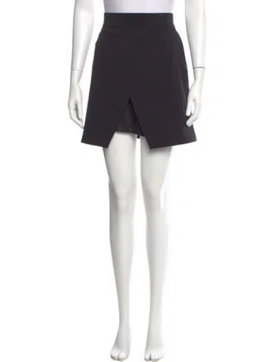 Pre-owned Alice And Olivia Leather Trim Embellishment Mini Skirt In Black