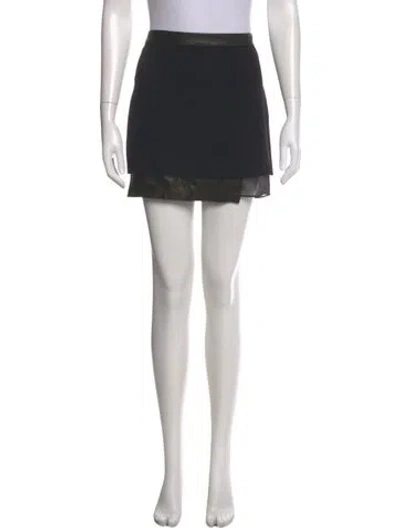 Pre-owned Alice And Olivia Leather Trim Embellishment Mini Skirt In Black