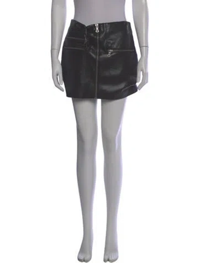 Pre-owned Alice And Olivia Leather Trim Embellishment Mini Skirt In Black
