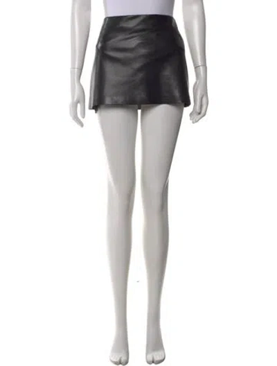 Pre-owned Alice And Olivia Leather Trim Embellishment Mini Skirt In Black