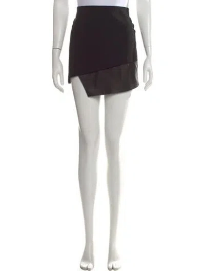 Pre-owned Alice And Olivia Leather Trim Embellishment Mini Skirt In Black