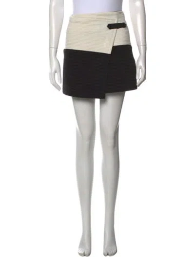 Pre-owned Alice And Olivia Leather Trim Embellishment Mini Skirt In Black
