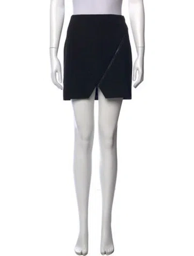 Pre-owned Alice And Olivia Leather Trim Embellishment Mini Skirt In Black