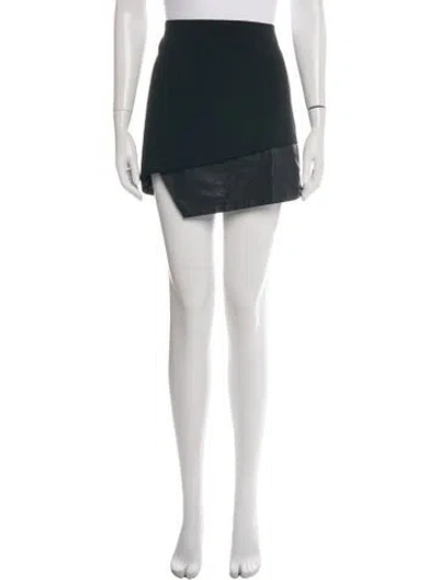 Pre-owned Alice And Olivia Leather Trim Embellishment Mini Skirt In Black