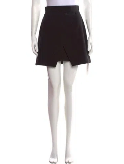 Pre-owned Alice And Olivia Leather Trim Embellishment Mini Skirt In Black