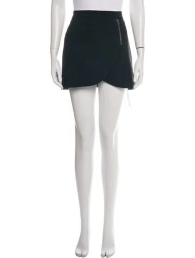 Pre-owned Alice And Olivia Leather Trim Embellishment Mini Skirt In Black
