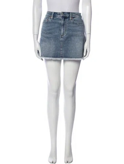 Pre-owned Alice And Olivia Leather Trim Embellishment Mini Skirt In Blue