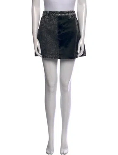 Pre-owned Alice And Olivia Leather Trim Embellishment Mini Skirt W/ Tags In Black
