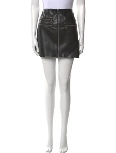 Pre-owned Alice And Olivia Leather Trim Embellishment Mini Skirt W/ Tags In Black