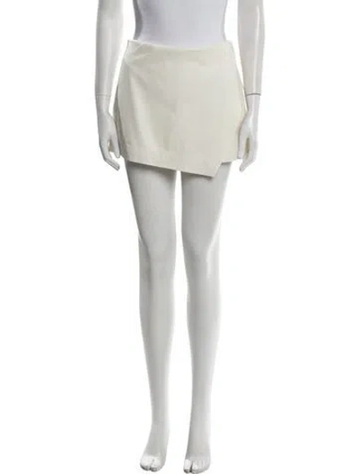 Pre-owned Alice And Olivia Leather Trim Embellishment Mini Skirt W/ Tags In White