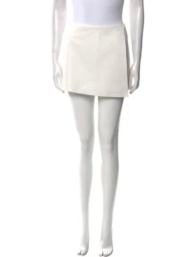 Pre-owned Alice And Olivia Leather Trim Embellishment Mini Skirt In White