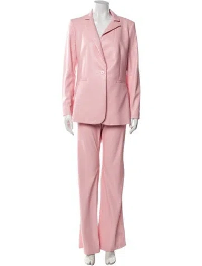Pre-owned Alice And Olivia Leather Trim Embellishment Pantsuit W/ Tags In Pink