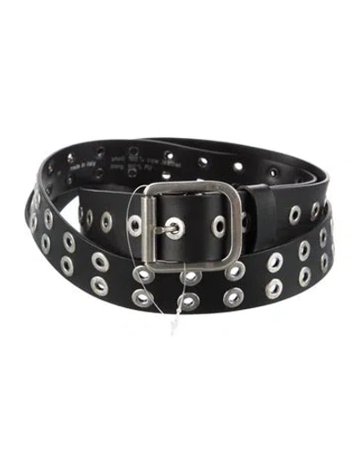 Pre-owned Alice And Olivia Leather Waist Belt In Black