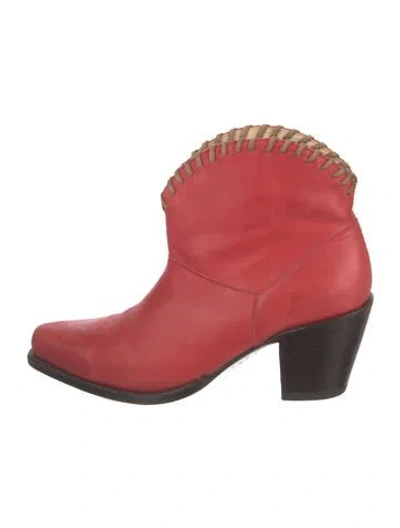 Pre-owned Alice + Olivia Leather Western Boots In Red