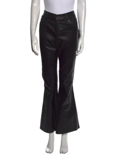 Pre-owned Alice And Olivia Leather Wide Leg Pants In Black