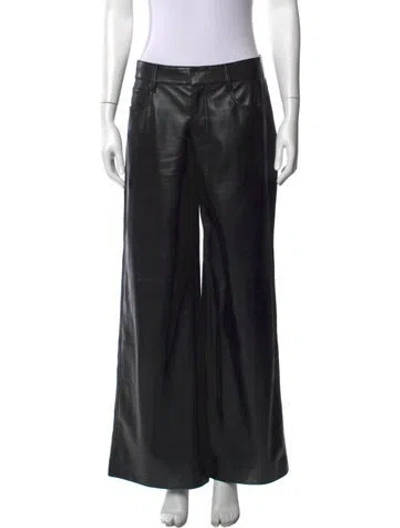 Pre-owned Alice And Olivia Leather Wide Leg Pants In Black