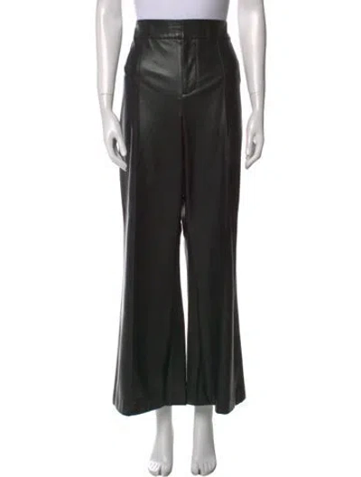 Pre-owned Alice And Olivia Leather Wide Leg Pants In Black