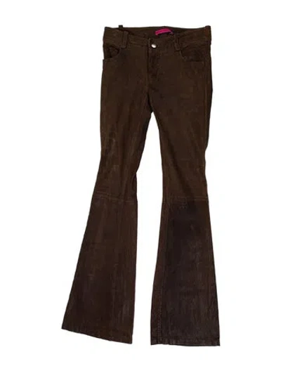 Pre-owned Alice And Olivia Leather Wide Leg Pants In Brown