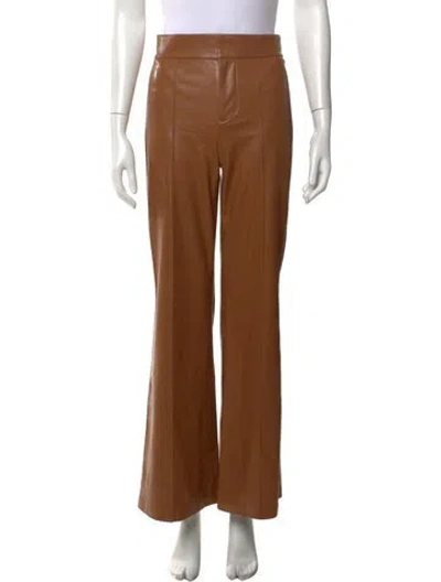 Pre-owned Alice And Olivia Leather Wide Leg Pants In Brown
