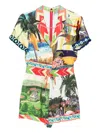 Alice And Olivia Island Dreams Leighton Pajama Romper In Multi
