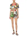 Alice And Olivia Leighton Pajama Romper Island Dreams Multi In Multi