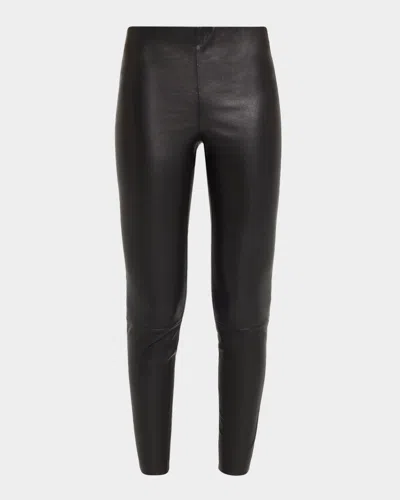 Alice And Olivia Lennox Mid-rise Leather Leggings In Black
