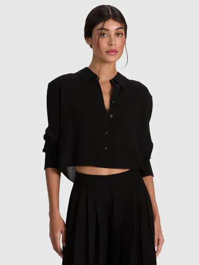 Alice And Olivia Leon Button Down In Black