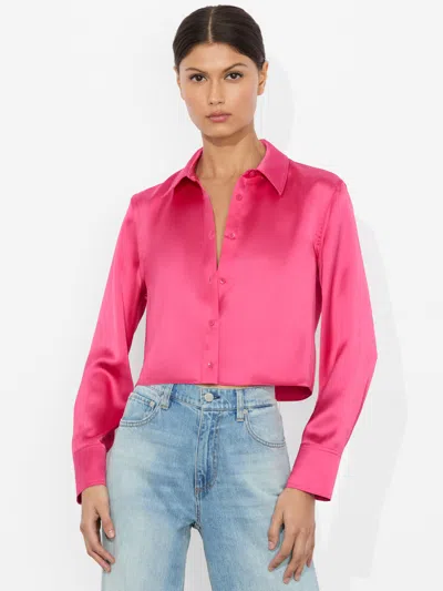 Alice And Olivia Leon Cropped Button Down In Pink