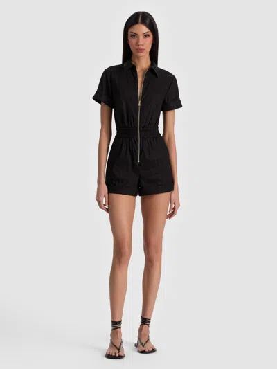 Alice And Olivia Levi Linen Romper In Pattern