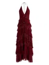 Alice And Olivia Liana V-neck Maxi Dress In Burgundy