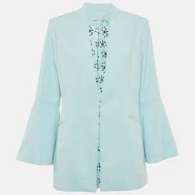 Alice And Olivia Light Blue Crepe Open Front Tailored Blazer