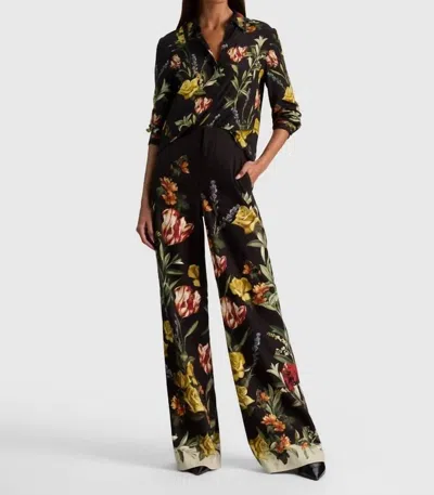 Alice And Olivia Lightweight Linen Pant In Floral Multi