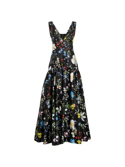 Alice And Olivia Lila Floral-print Maxi Dress In Black
