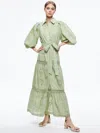Alice And Olivia Lilly Collared Eyelet Midi Dress In Green Tea