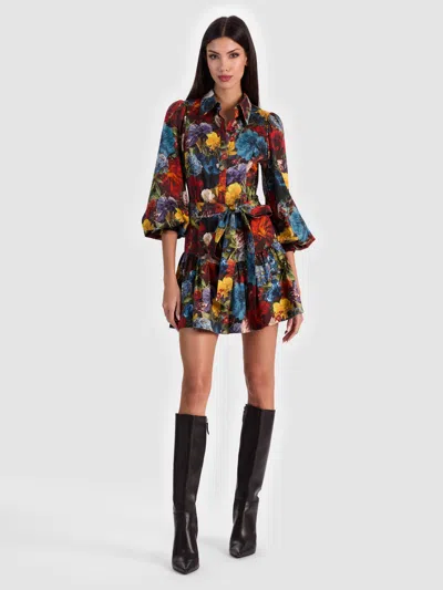 Alice And Olivia Flourish Lily Drop-waist Mini Dress In Multi