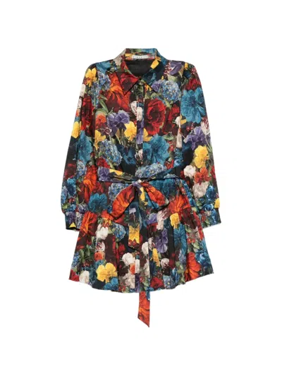 Alice And Olivia Flourish Lily Drop-waist Mini Dress In Multi