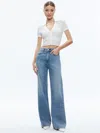 Alice And Olivia Linda Crop Pointelle Polo Sweater In Soft White