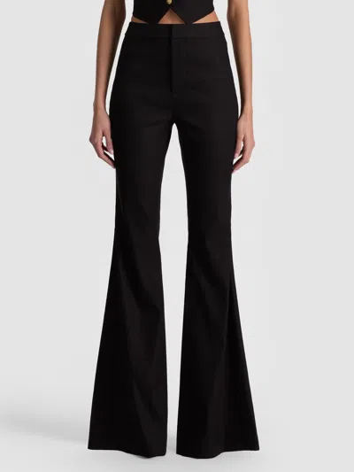 Alice And Olivia Linden Linen Bootcut Trouser In Black