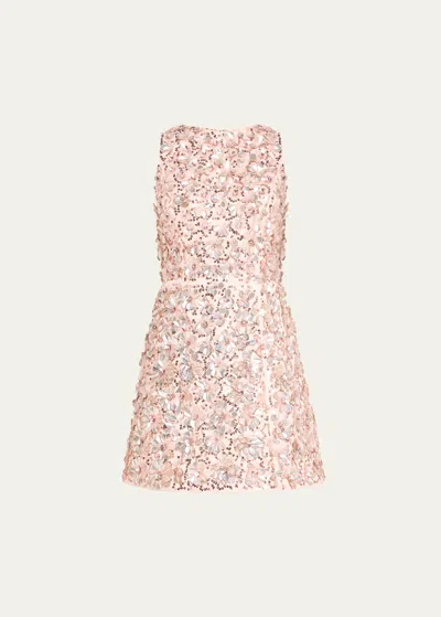 Alice And Olivia Lindsey Sequined Mini Gown In Blush/rose Gold