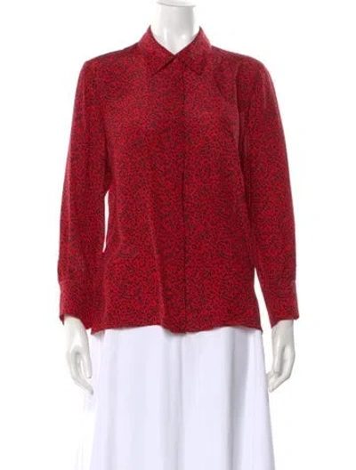 Pre-owned Alice And Olivia Linen Animal Print Blouse In Red