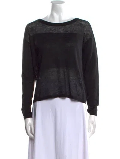 Pre-owned Alice And Olivia Linen Bateau Neckline Sweater In Black