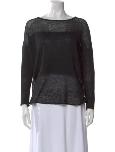 Pre-owned Alice And Olivia Linen Bateau Neckline Sweater In Black
