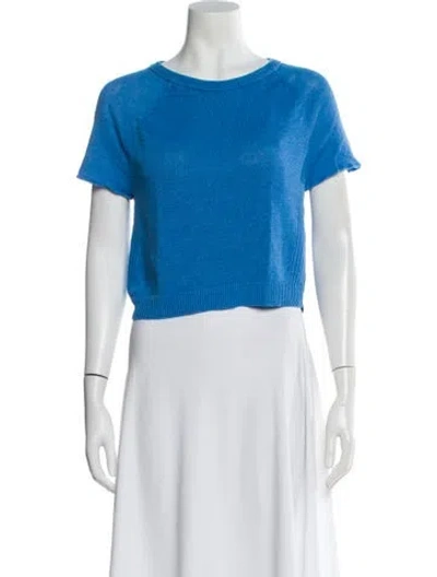 Pre-owned Alice And Olivia Linen Bateau Neckline Sweater In Blue