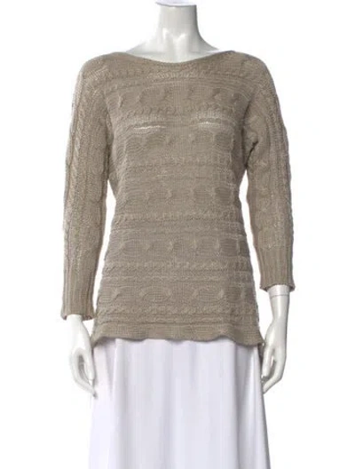 Pre-owned Alice And Olivia Linen Bateau Neckline Sweater In Neutral