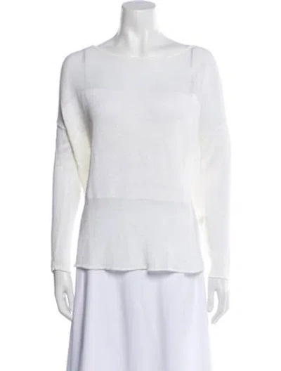 Pre-owned Alice And Olivia Linen Bateau Neckline Sweatshirt In White