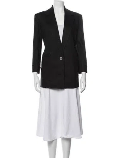 Pre-owned Alice And Olivia Linen Blazer In Black
