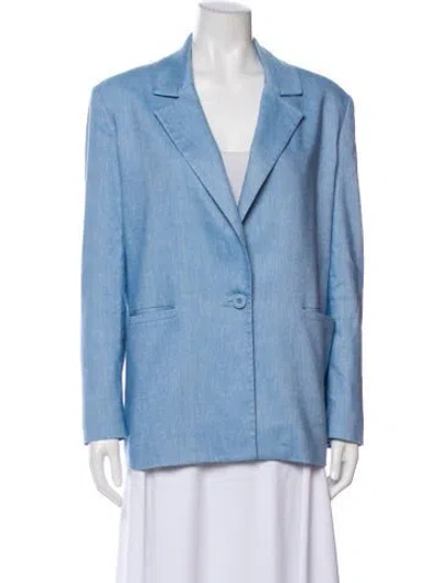 Pre-owned Alice And Olivia Linen Blazer In Blue