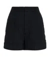 Alice And Olivia Linen-blend Conry Cuff Shorts In Black